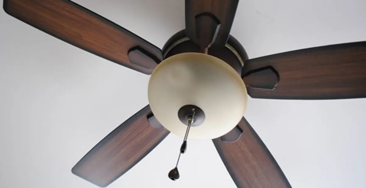 Fully installed ceiling fan with balanced blades and light fixture in Flagstaff, AZ